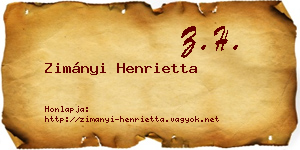 Zimányi Henrietta névjegykártya